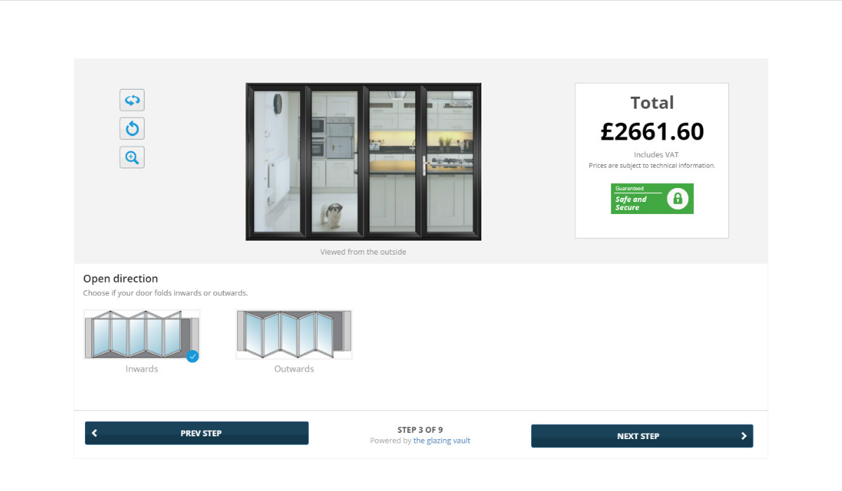 Aluminium bifold online door designer inward or outward opening doors