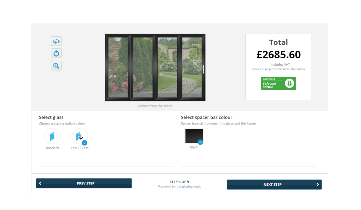 Door configuration options for aluminium bifold doors - low e glass